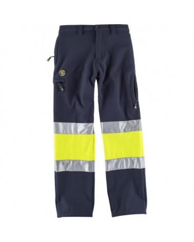 Comprar Pantalon Workshell certificado S9820 Marino+Amarillo AV workteam delante