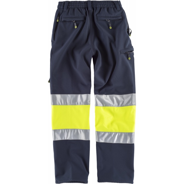 Pantalon Workshell certificado S9820 Marino+Amarillo AV workteam atrás barato