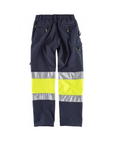 Pantalon Workshell certificado S9820 Marino+Amarillo AV workteam atrás barato