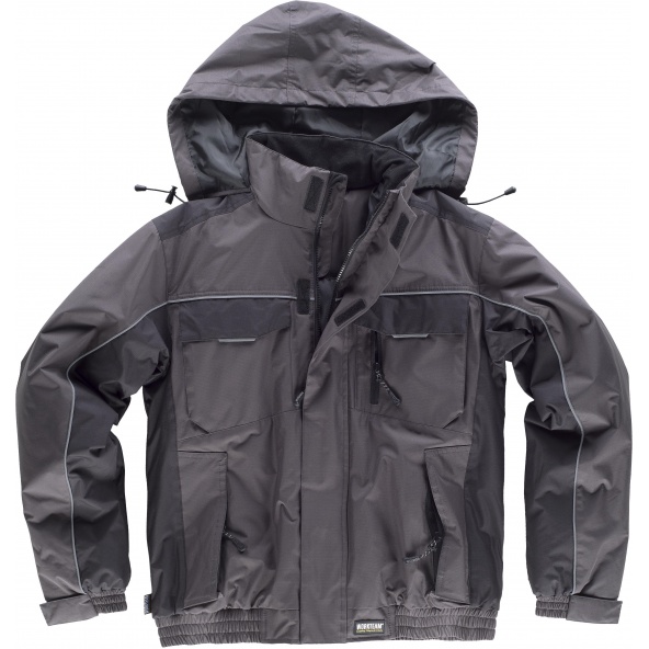 Comprar Parka tejido ripstop con capucha WF1058 Gris Oscuro+Negro workteam delante