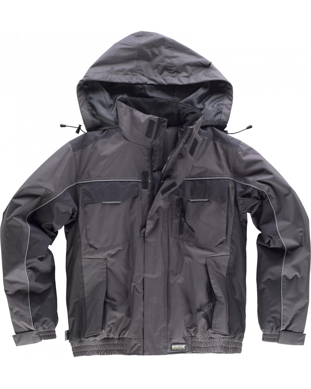 Comprar Parka tejido ripstop con capucha WF1058 Gris Oscuro+Negro workteam delante