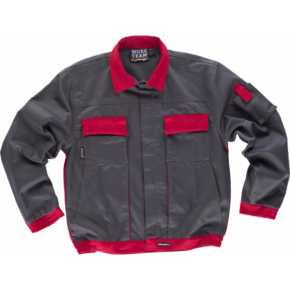 Comprar Cazadora alta resistencia WF1150 Gris+Rojo workteam delante