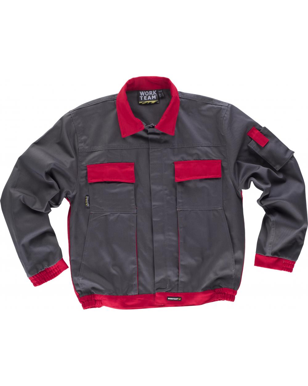 Comprar Cazadora alta resistencia WF1150 Gris+Rojo workteam delante