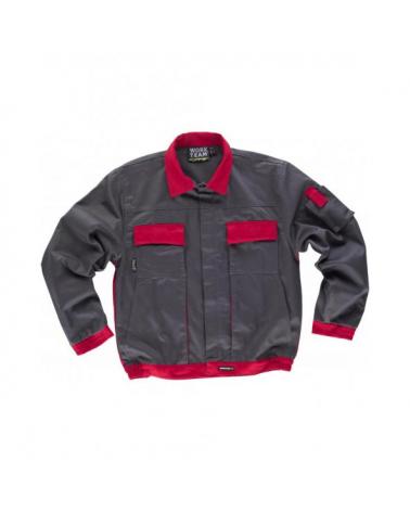 Comprar Cazadora alta resistencia WF1150 Gris+Rojo workteam delante