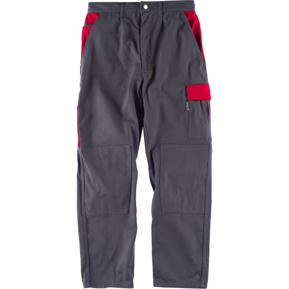 Comprar Pantalon alta resistencia WF1550 Gris+Rojo workteam delante