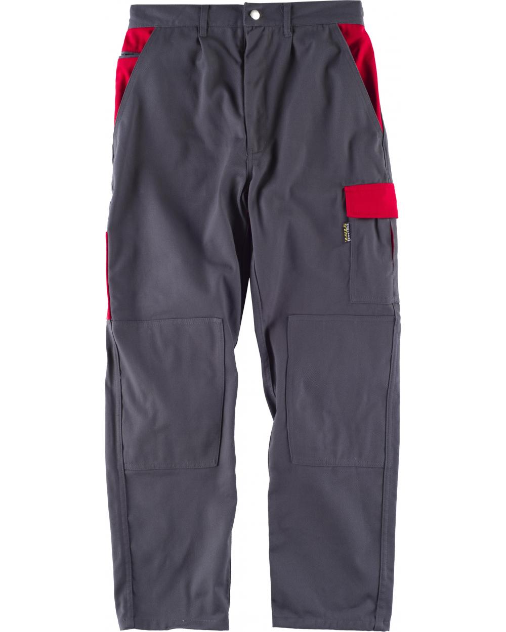 Comprar Pantalon alta resistencia WF1550 Gris+Rojo workteam delante