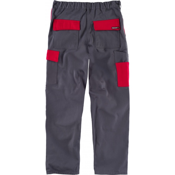 Pantalon alta resistencia WF1550 Gris+Rojo workteam atrás barato