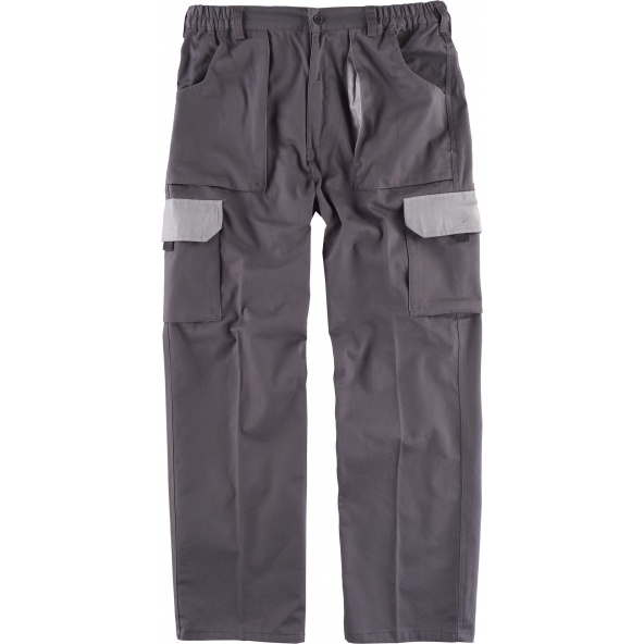 Comprar Pantalon algodon alta resistencia WF1560 Gris+Gris Claro workteam delante