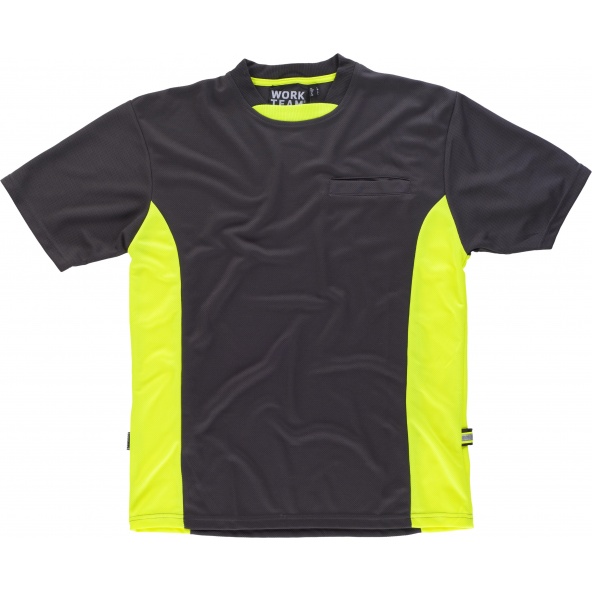 Comprar Camiseta combinada WF1616 Gris+Amarillo AV workteam delante