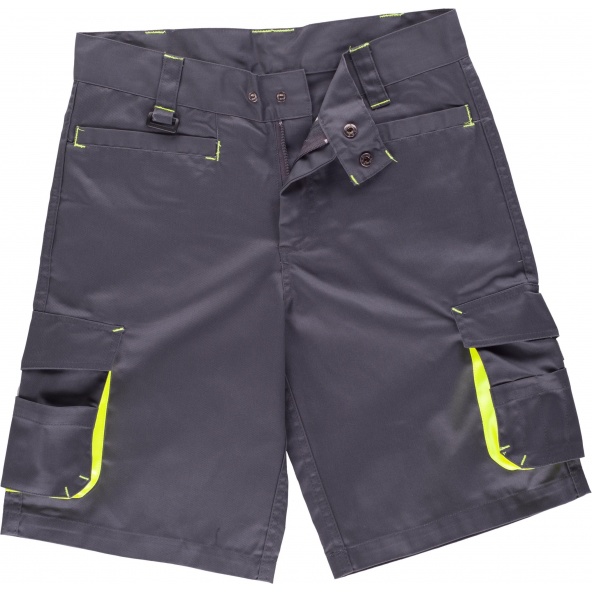 Comprar Bermuda combinada WF1617 Gris+Amarillo AV workteam delante