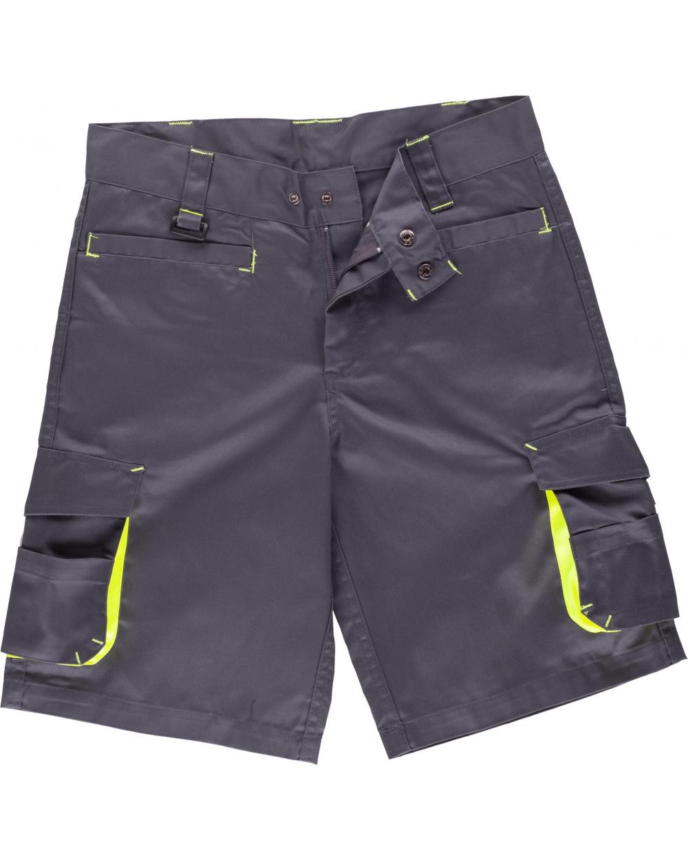 Comprar Bermuda combinada WF1617 Gris+Amarillo AV workteam delante