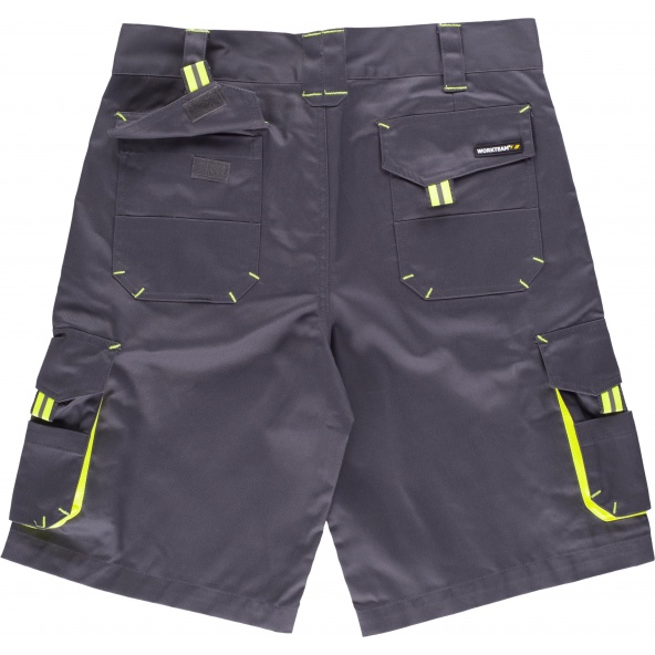 Bermuda combinada WF1617 Gris+Amarillo AV workteam atrás barato