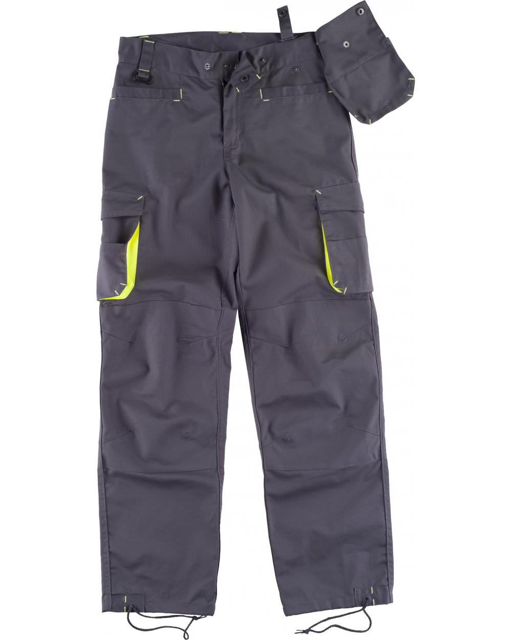 Comprar Pantalon con refuerzos WF1619 Gris+Amarillo AV workteam delante