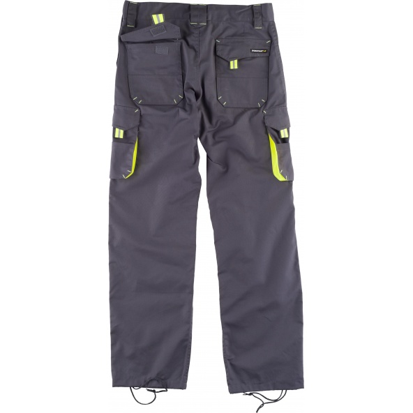 Pantalon con refuerzos WF1619 Gris+Amarillo AV workteam atrás barato