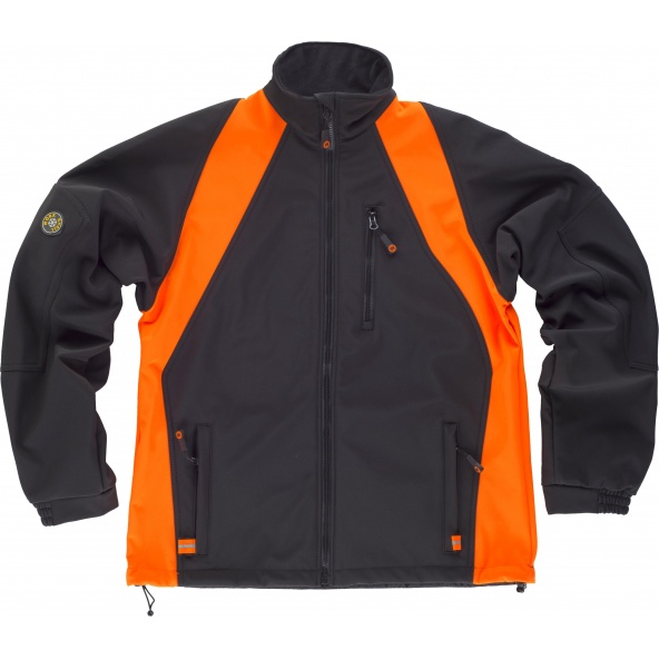 Comprar Chaqueta Workshell WF1640 Negro+Naranja AV workteam delante