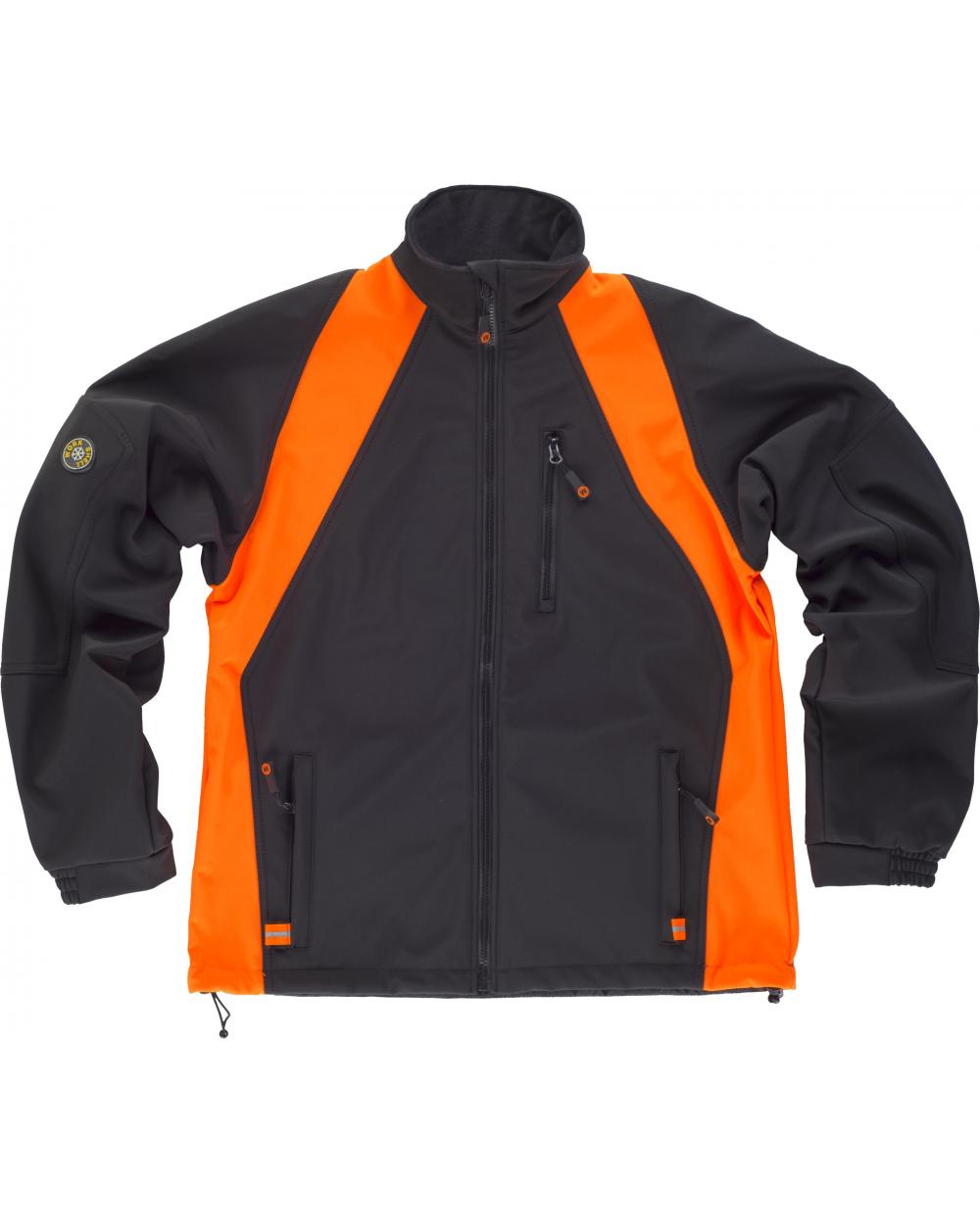 Comprar Chaqueta Workshell WF1640 Negro+Naranja AV workteam delante