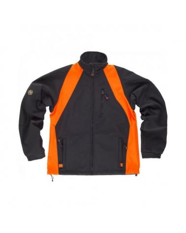 Comprar Chaqueta Workshell WF1640 Negro+Naranja AV workteam delante