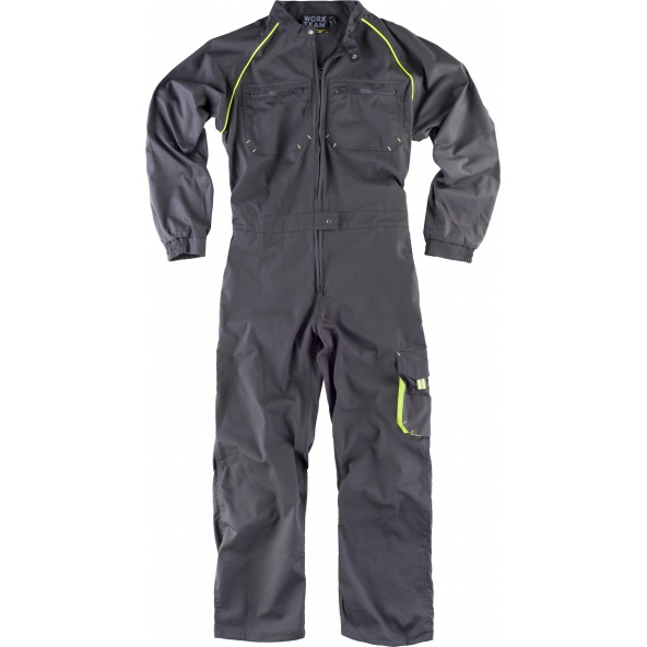 Comprar Buzo combinado WF1642 Gris+Amarillo AV workteam delante