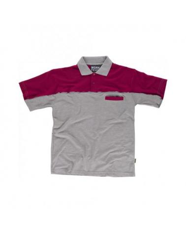 Comprar Polo combinado con bolsillo WF1855 Gris+Granate workteam delante