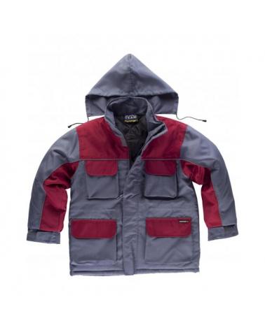 Comprar Parka acolchada con capucha WF1858 Gris+Granate workteam delante