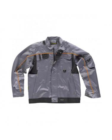 Comprar Cazadora antimanchas WF1901 Gris+Negro workteam delante