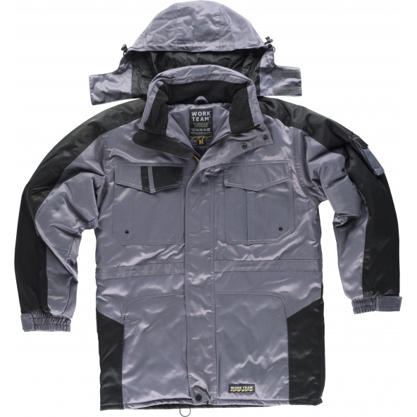 Comprar Parka antimanchas WF1912 Gris+Negro workteam delante