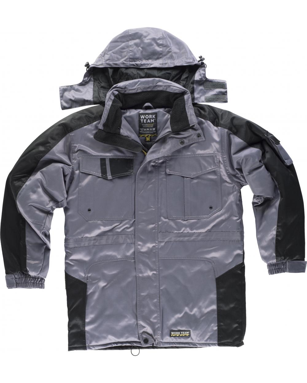 Comprar Parka antimanchas WF1912 Gris+Negro workteam delante