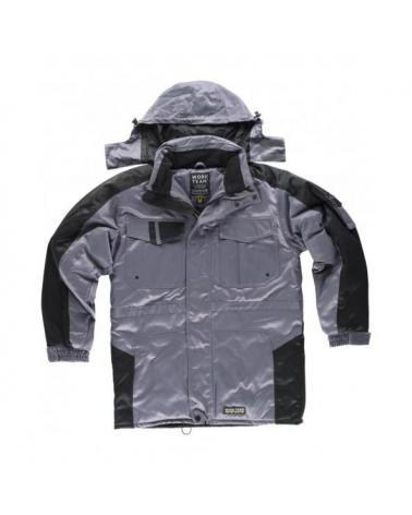 Comprar Parka antimanchas WF1912 Gris+Negro workteam delante