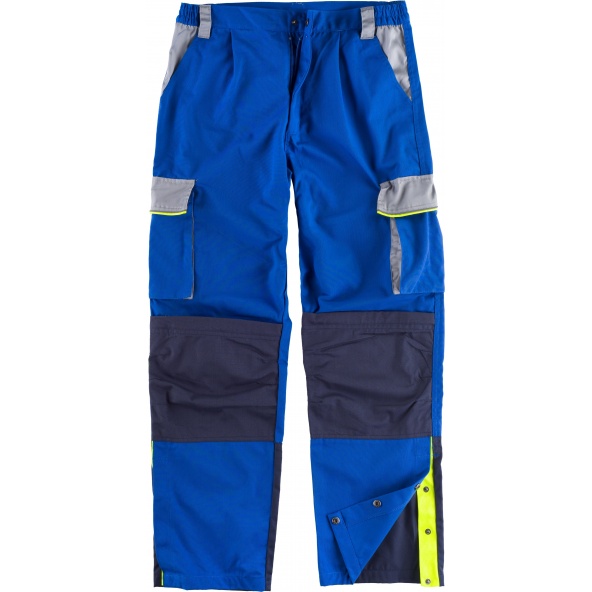 Comprar Pantalon tricolor con sistema rodilleras WF5852 Azulina+Gris Claro+Marino workteam delante