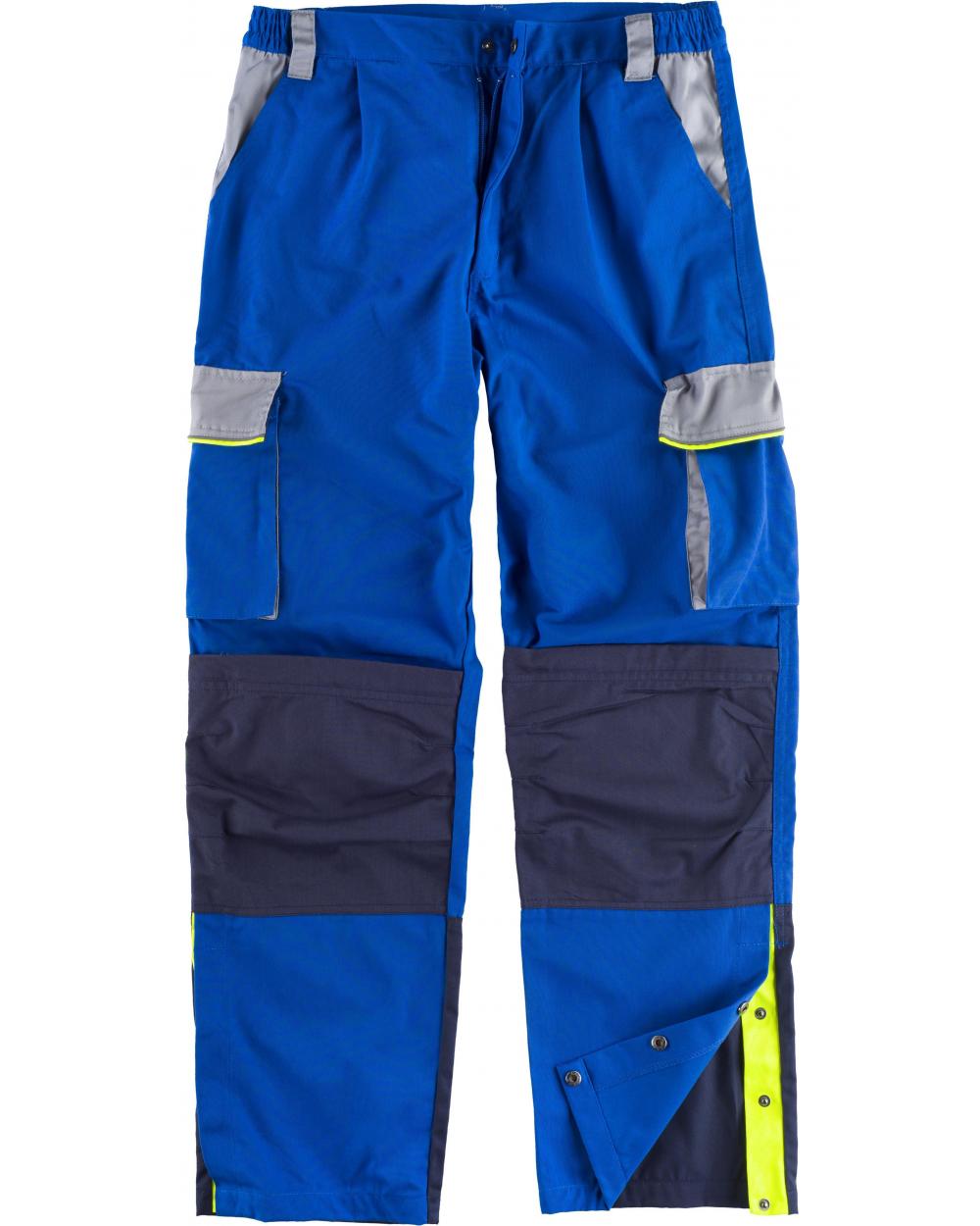 Comprar Pantalon tricolor con sistema rodilleras WF5852 Azulina+Gris Claro+Marino workteam delante