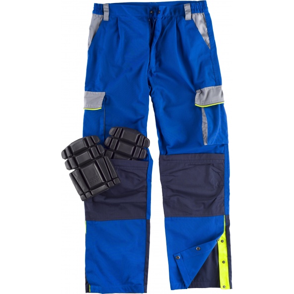 Pantalon tricolor con sistema rodilleras WF5852 Azulina+Gris Claro+Marino workteam lado