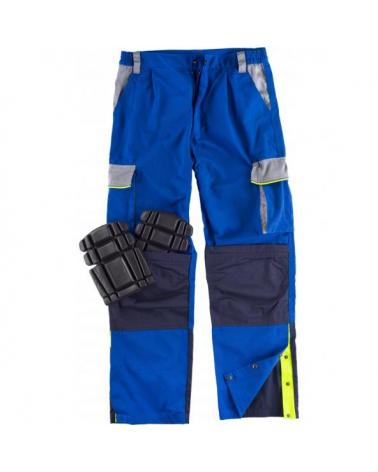 Pantalon tricolor con sistema rodilleras WF5852 Azulina+Gris Claro+Marino workteam lado