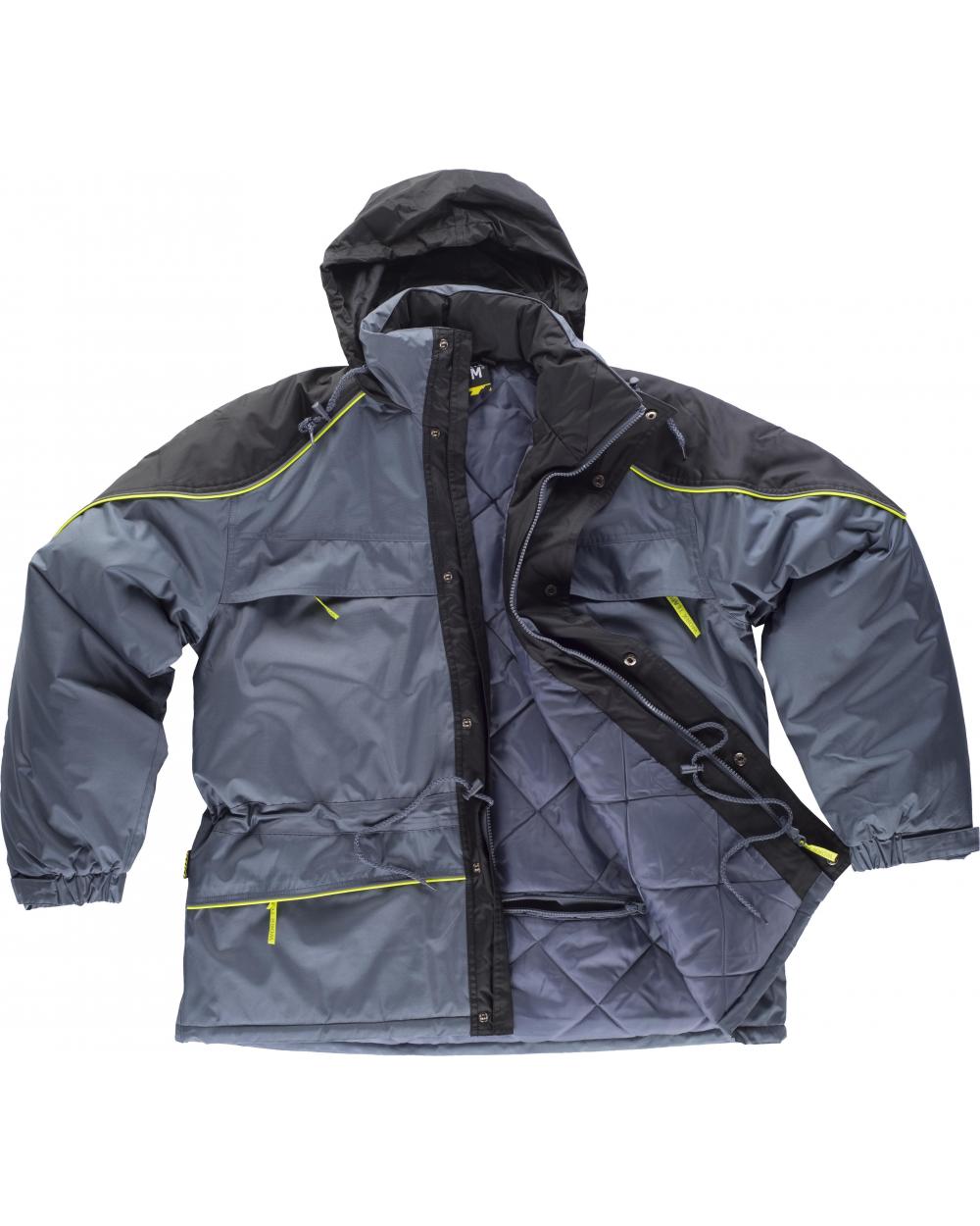 Comprar Parka acolchada WF5858 Gris Oscuro+Negro workteam delante