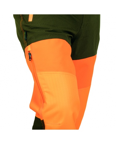 pantalo Hart WILDPRO-T naranja y verde detalle rodilla
