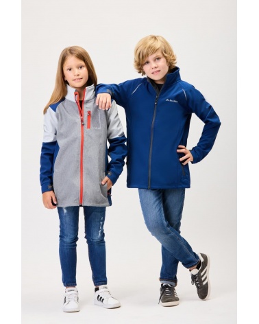 Chaqueta soft shell deportiva para niño y niña color azulina y gris