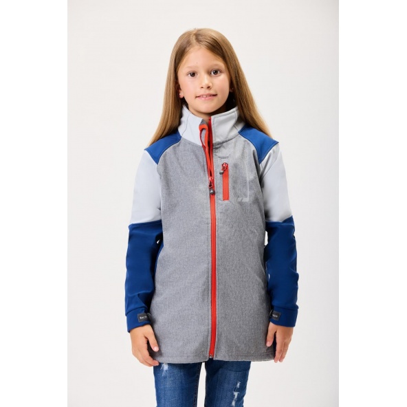 RN3010002 chaqueta deportiva para niña tejido soft shell gris rosa y blanco