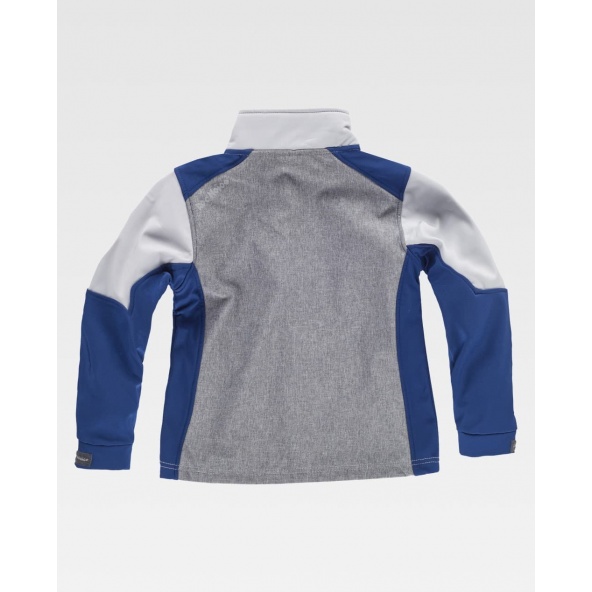 Chaqueta soft shell para niño vista espalda color azul y gris