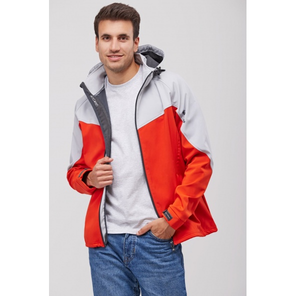 soft shell roja y gris Roc Neige con capucha