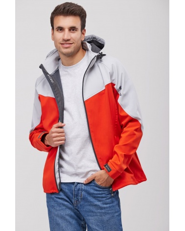 soft shell roja y gris Roc Neige con capucha