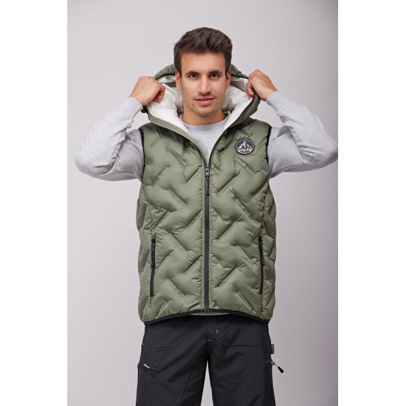Roc Neige FÖLD chaleco relleno color verde con capucha
