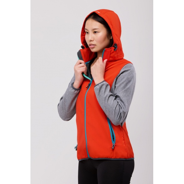 Roc Neige RN1010003 softshell para chica con capucha desmontable color rojo y gris jaspeado