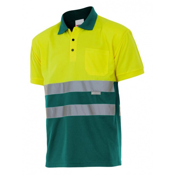 Comprar Polo bicolor manga corta alta visibilidad (tallas grandes) serie 173 online barato Sup Ama/Inf Ver