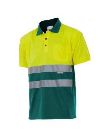 Comprar Polo bicolor manga corta alta visibilidad (tallas grandes) serie 173 online barato Sup Ama/Inf Ver