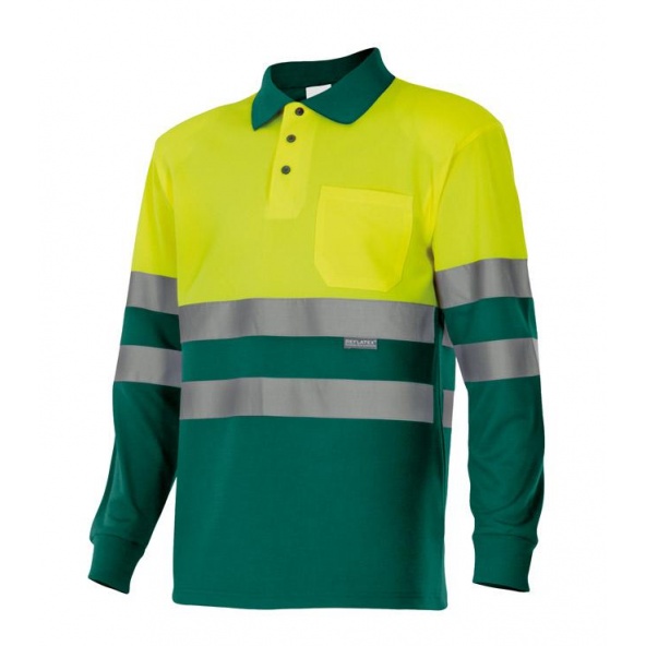 Comprar Polo bicolor manga larga alta visibilidad serie 175 online barato Sup Ama/Inf Ver