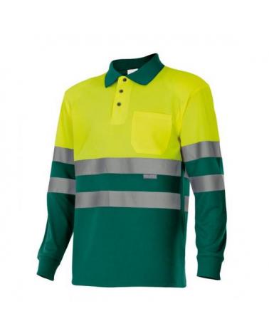 Comprar Polo bicolor manga larga alta visibilidad serie 175 online barato Sup Ama/Inf Ver