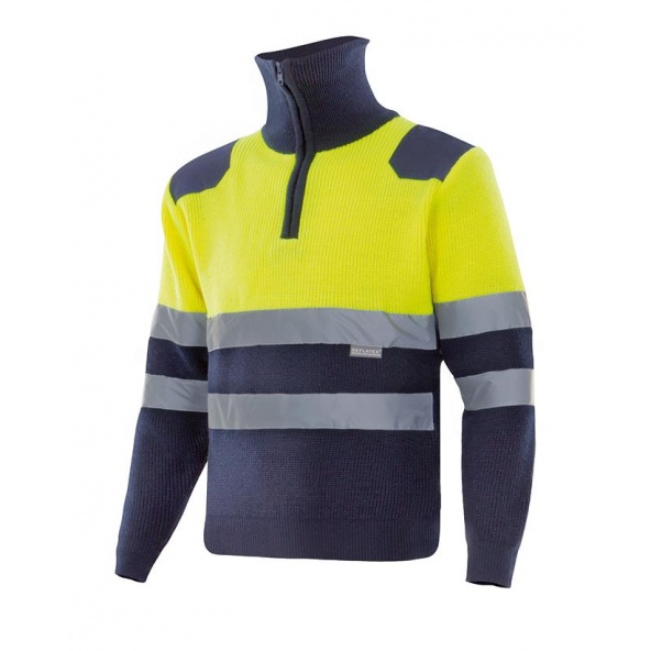 Comprar Jersey bicolor con cremallera alta visibilidad serie 301001 online barato Sup Ama/Inf Marino