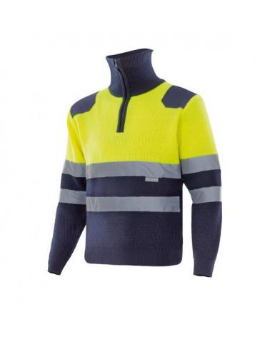 Comprar Jersey bicolor con cremallera alta visibilidad serie 301001 online barato Sup Ama/Inf Marino