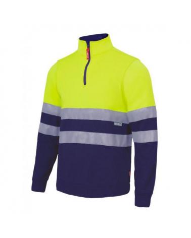 Comprar Sudadera bicolor con cremallera alta visibilidad serie 305701 online barato Amarillo Fluor