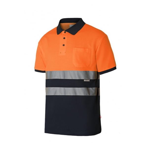 Comprar Polo bicolor manga corta alta visibilidad serie 305513 online barato Naranja Fluor