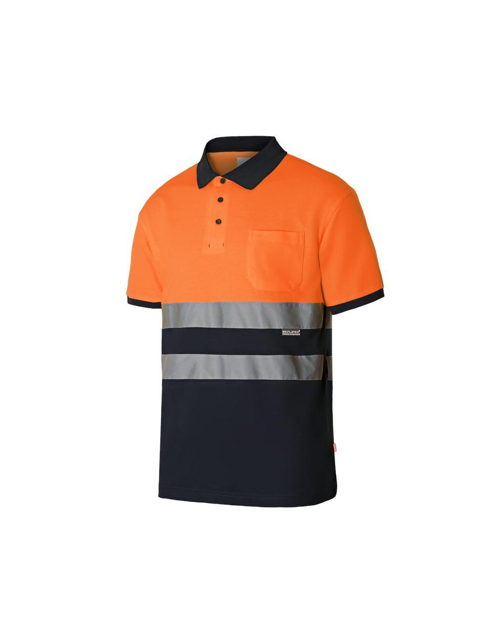 Comprar Polo bicolor manga corta alta visibilidad serie 305513 online barato Naranja Fluor